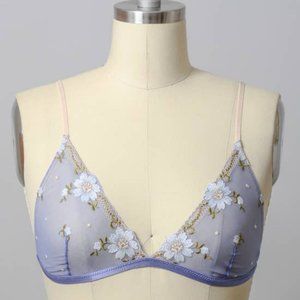NWOT - Floral Embroidered Mesh Bralette